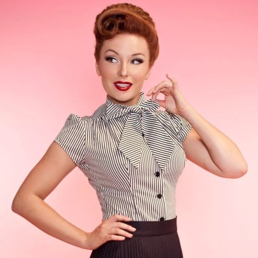 Heart of Haute Estelle black & white striped top